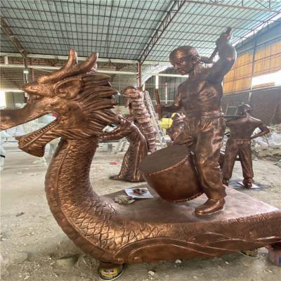 联尖景观雕塑厂家 江苏玻璃钢雕塑之龙舟比赛抽象摆件赏析